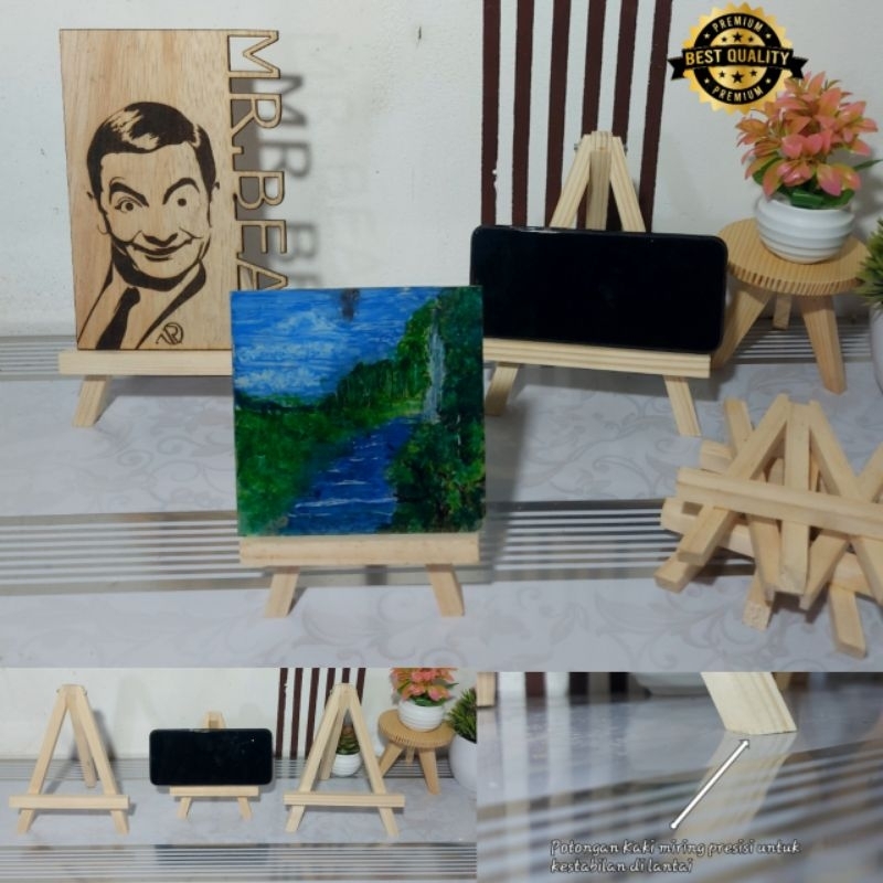 

Wood Stand Easel Canvas Penyangga Foto Lukisan Holder Hp Kayu