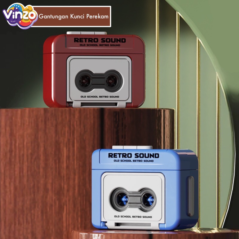 VINZO - Gantungan Kunci Retro Perekam Suara / Audio Recorder - Gantungan Kunci Vintage Rekam Suara -