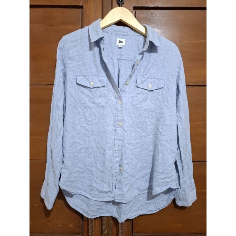 kemeja uni baby blue