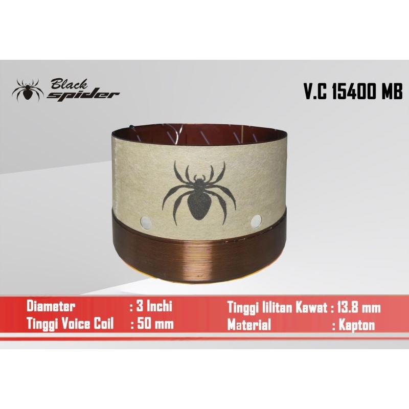 SPUL SPIKER BLACK SPIDER BS 15400 MB SPOOL SPEAKER 3INCHI BLACKSPIDER VOICE COIL 3" BS15400MB