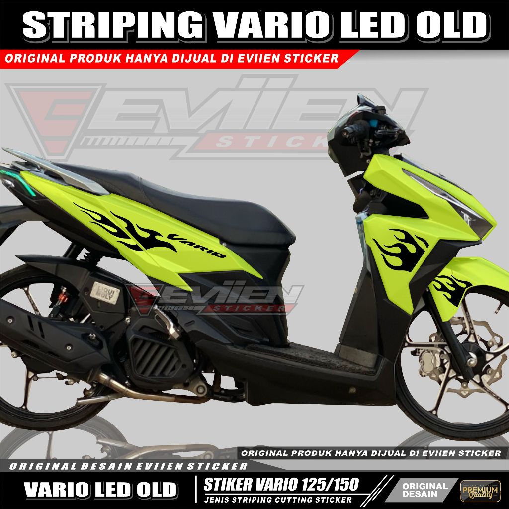 STIKER STRIPING MOTOR VARIO LED OLD 125/150 TAHUN 2015 2016 2017 2018 MOTIF API CUTTING STICKER VARI