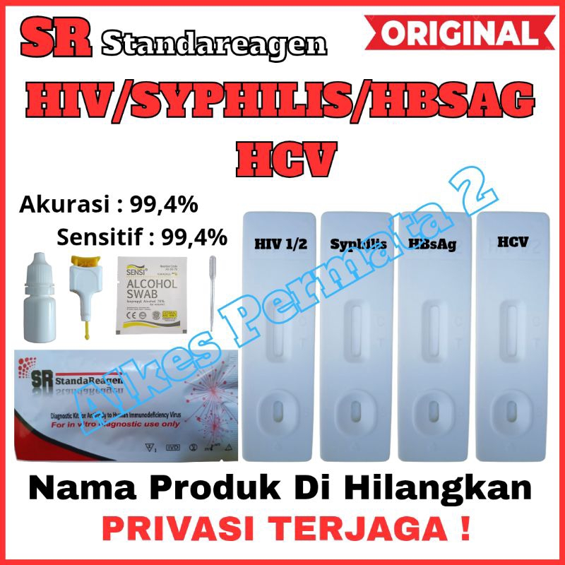 Paket 4 Test HIV Syphilis HBsAg Hcv Test - Paket 4 Test Pemeriksaan SR StandaReagen