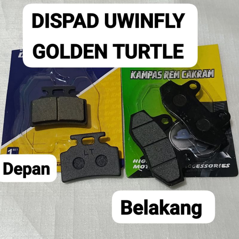 KAMPAS REM DEPAN BELAKANG UWINFLY GOLDEN TURTLE ( paket )