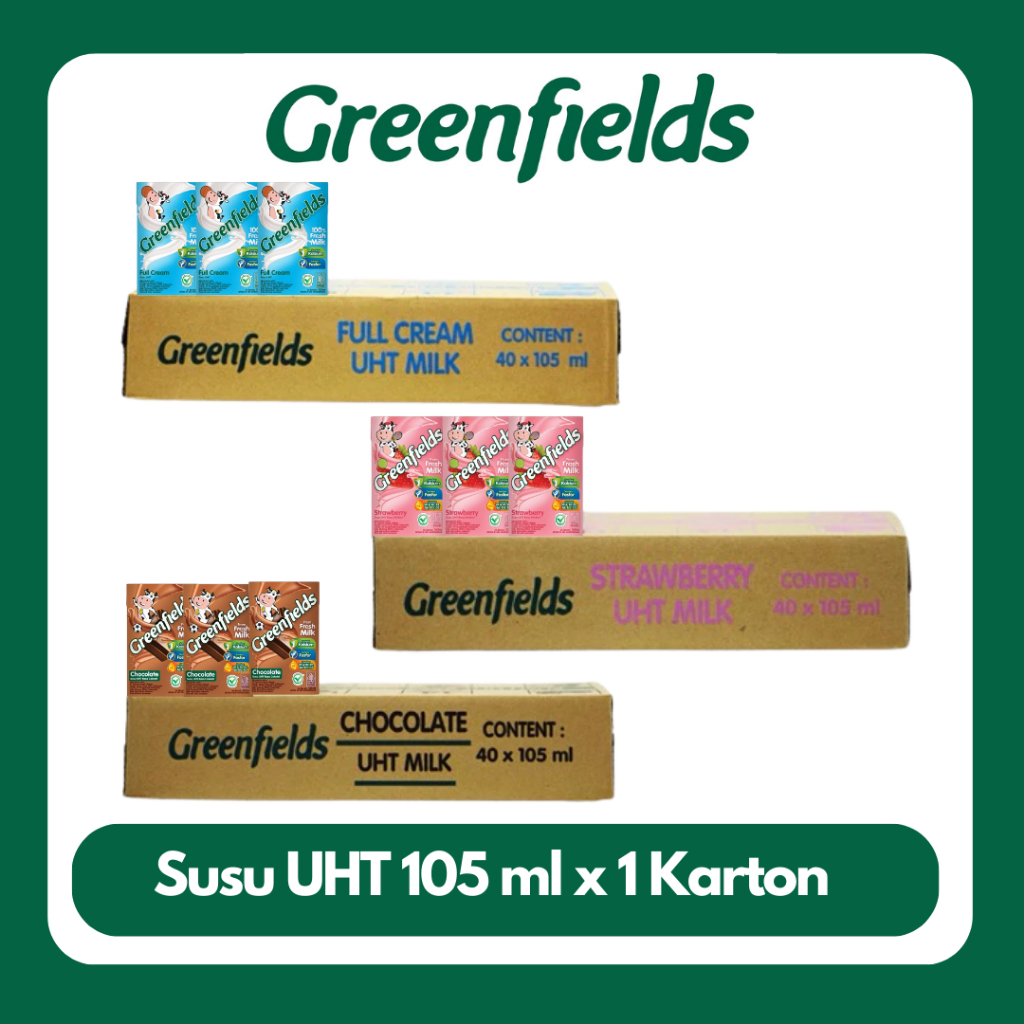

[SUPER HEMAT 105ML] Susu Greenfields UHT Full Cream, Strawberry, Chocolate 105ml x 1 Karton (40pcs)