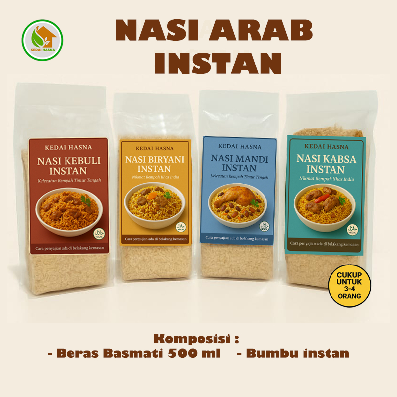 

Paket Lengkap Nasi Biryani Instan Kedai Hasna - Beras Basmati 500g + Bumbu Rempah Asli