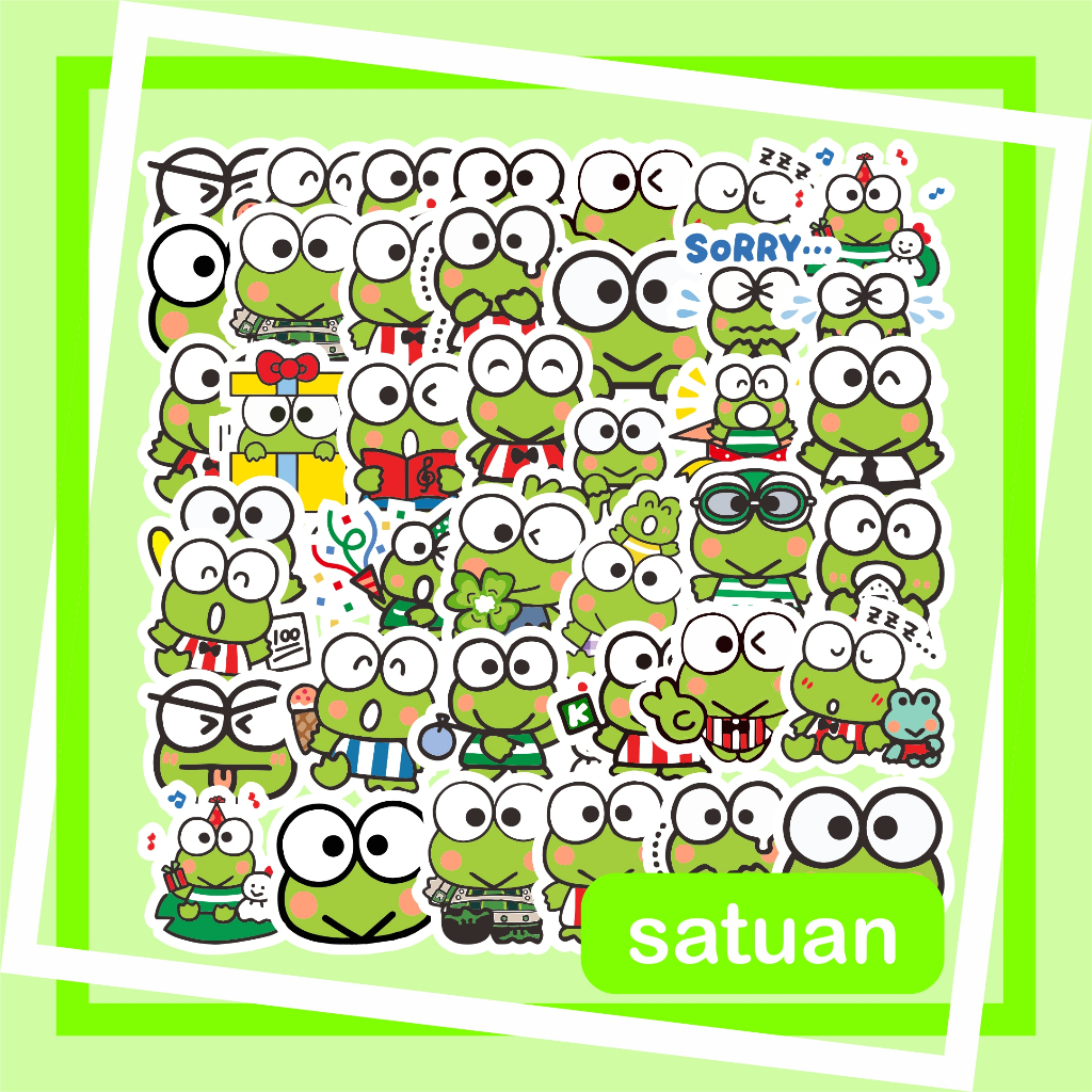 

(1 pc) Stiker Keroppi | sticker keropi kerropi kodok hijau anti tahan air laptop hp helm tumblr