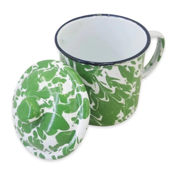 GELAS MUG ENAMEL BLIRIK LURIK BLIRIK + TUTUP 7 / 10 / 12 CM / CANGKIR ENAMEL GELAS KOPI TEH SERBAGUN