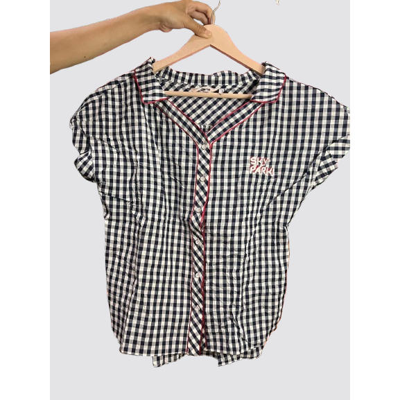 Kemeja anak perempuan Kotak-Kotak Lengan Pendek Casual