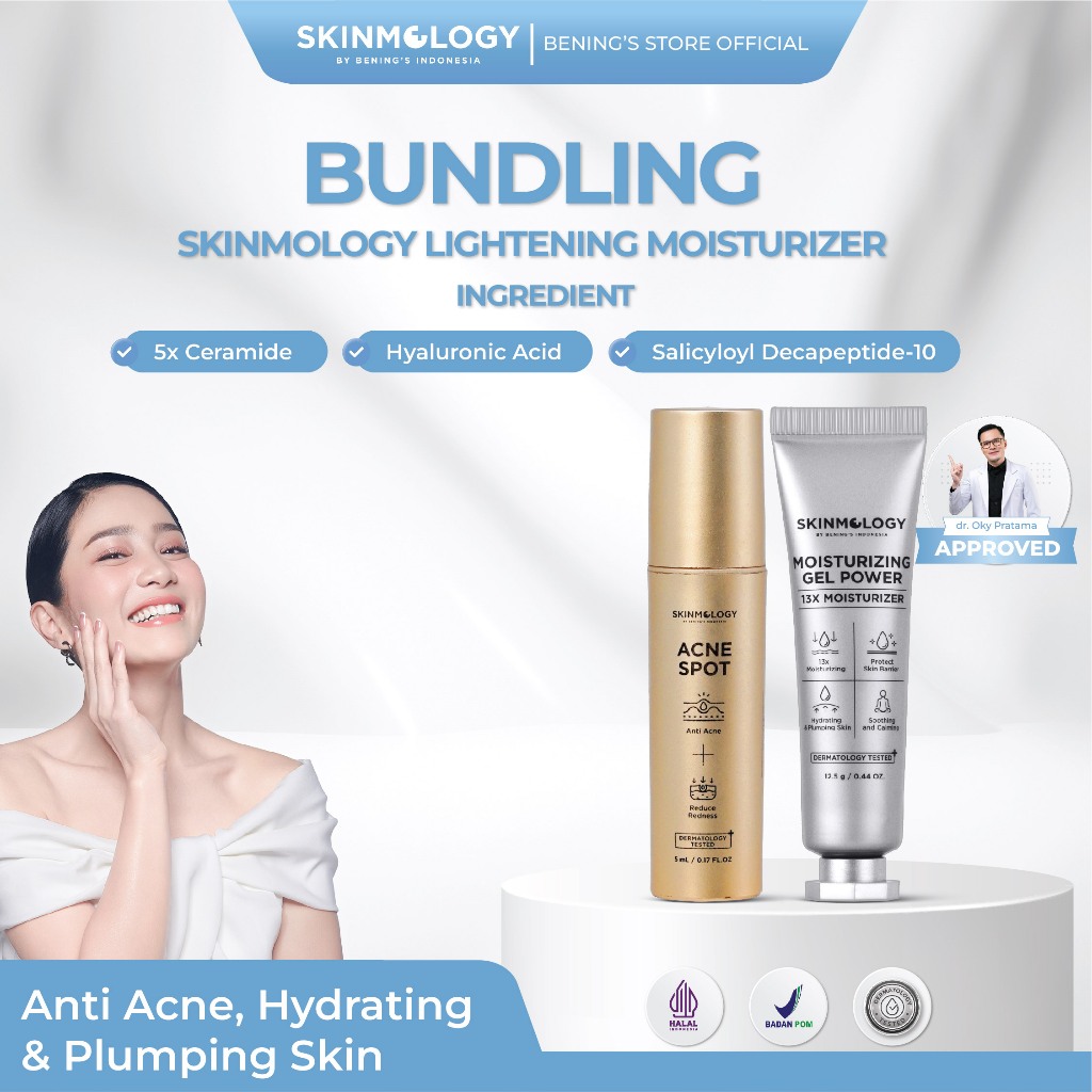 Skinmology by Bening's Clinic Indonesia - Bundling Moisturizing Gel Power 12,5g + Acne Spot - Pelemb