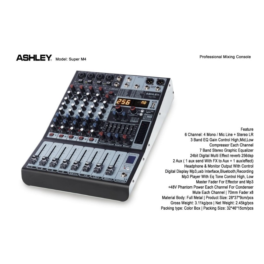 mixer audio 6 channel original ashley super m4 compressor karaoke usb bluetooth recording
