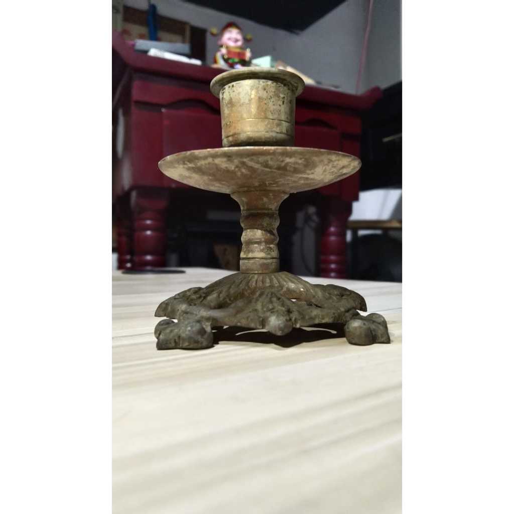 Tempat Lilin Kuningan Kuno Jadul Antik