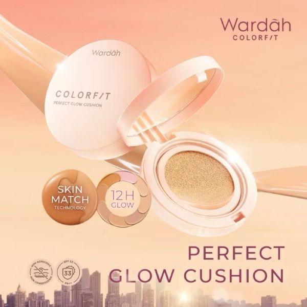 Wardah Refill Colorfit Perfect Glow Cushion SPF 33 PA++ 15 g - Isi Ulang | Bedak Basah Tahan 12 Jam