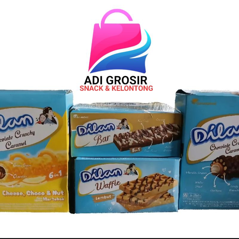 

DILAN Aneka produk Waffle, Bar, Crunchy Chocolate, Crunchy Keju 1 Box Isi 12 Pcs