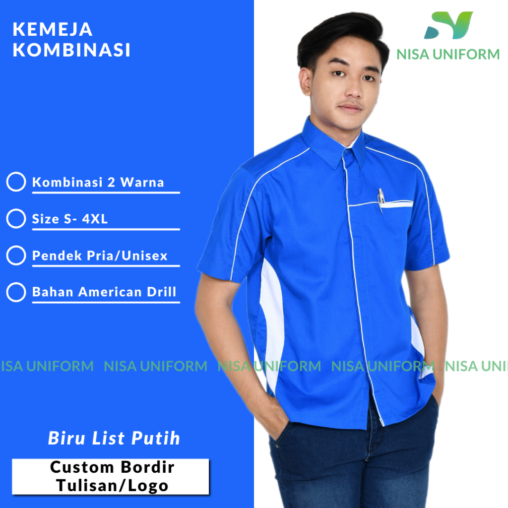 baju Kerja murah bisa custom bordir logo/kemeja seragam karyawan/pabrik/toko