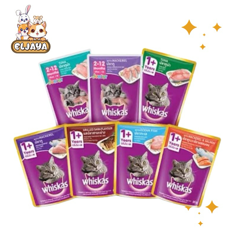 WHISKAS POUCH ALL VARIAN / WHISKAS POUCH ADULT / WHISKAS POUCH JUNIOR / CEMILAN KUCNG / SNACK KUCING