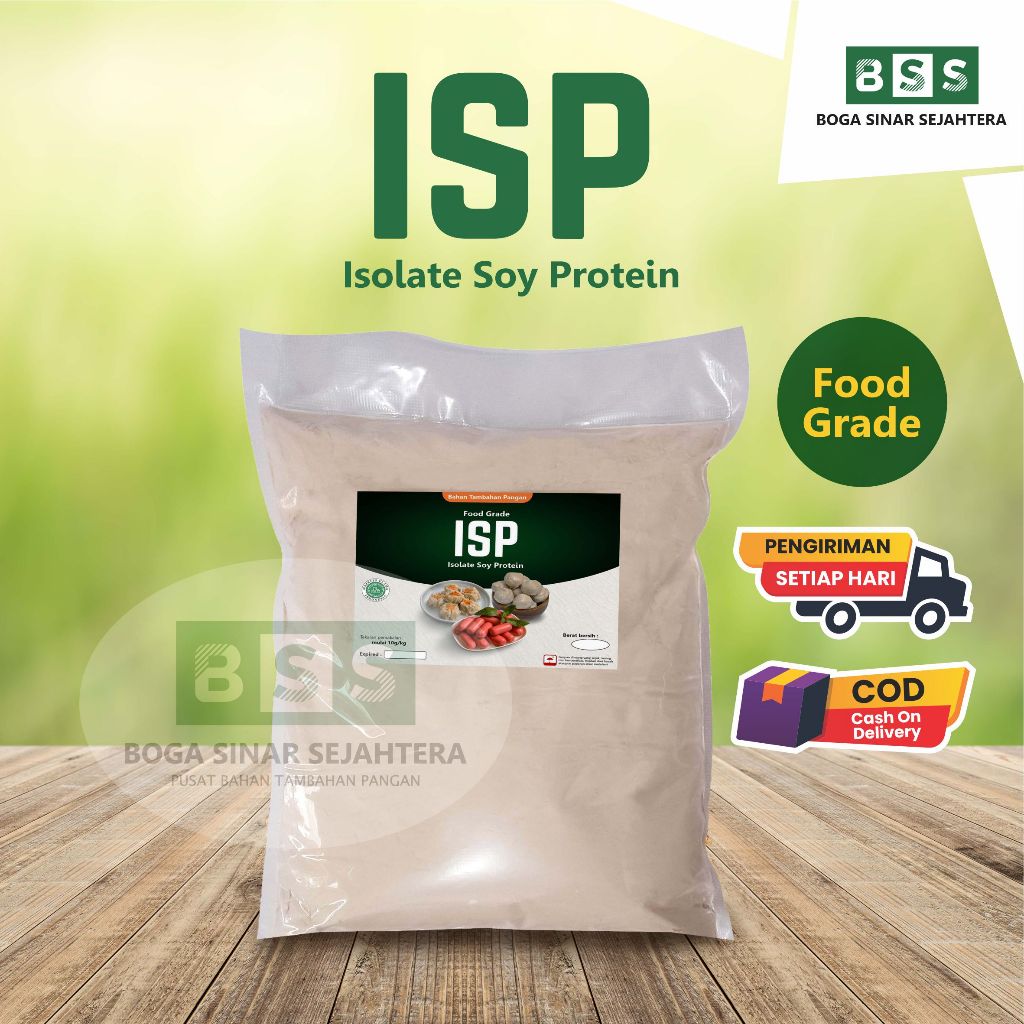 

ISP Food Grade 500gr - Isolated Soy Protein / Pengenyal, Penstabil & Pengikat lemak bakso, sosis, dimsum dll