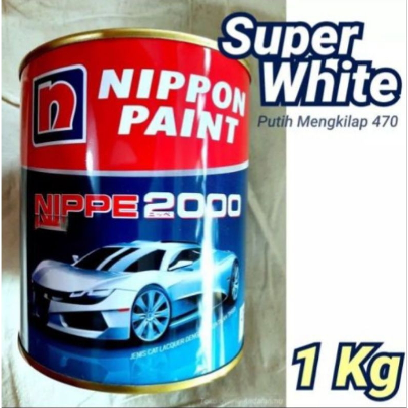 Cat Putih Kilap Super White Nippe Nippon Paint Cat Mobil Motor Kayu Besi 1kg