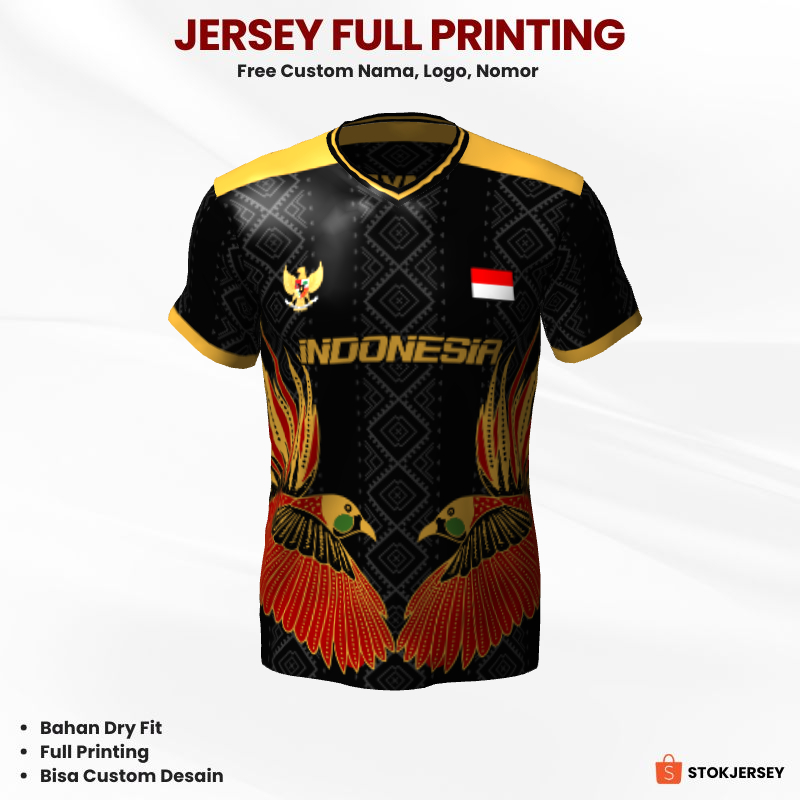 Kaos Jersey Futsal Hitam Gold Motif Batik 272 - Jersey Olahraga Custom