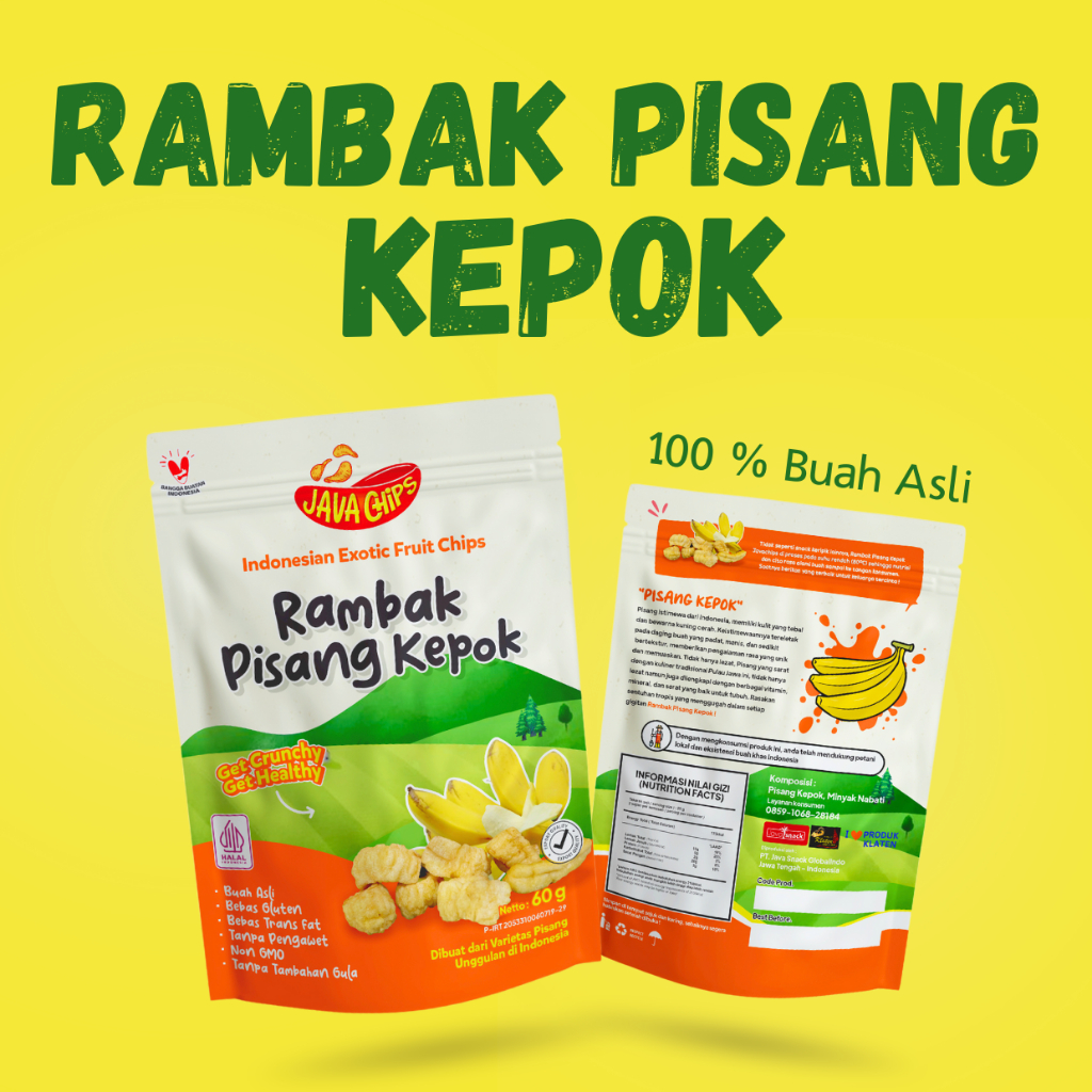

JAVACHIPS KERIPIK RAMBAK PISANG KEPOK 100% BUAH ASLI NO TEPUNG DAN PEMANIS/PENGAWET