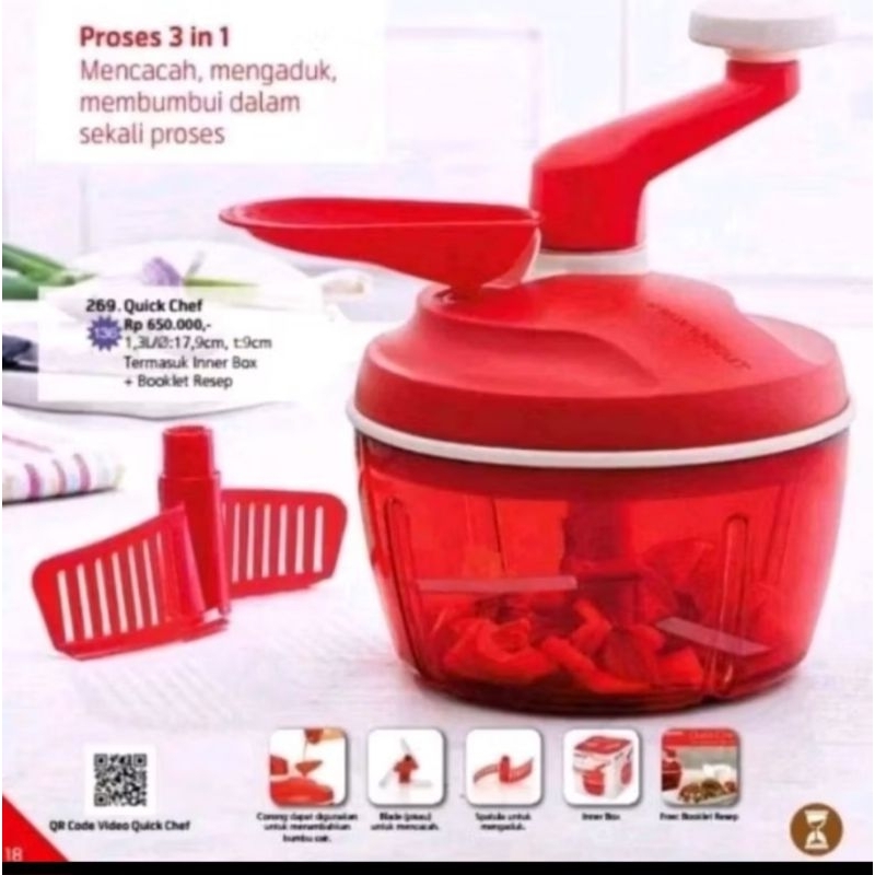 Tupperware Quick Chef pencacah penggiling daging manual tanpa listrik makanan bawang kacang cabai sa
