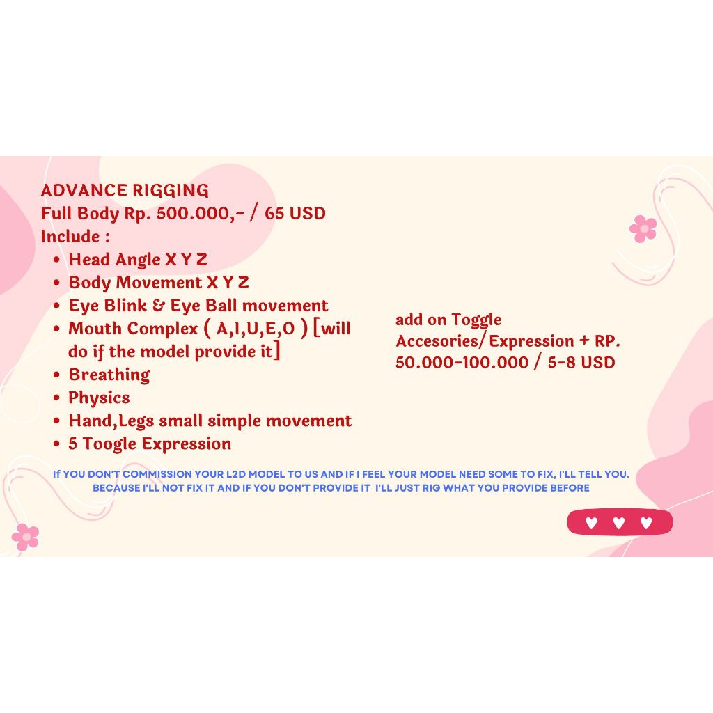 < OPEN COMMISSION/JASA RIGGING > LIVE2D/L2D Vtuber rigging commission