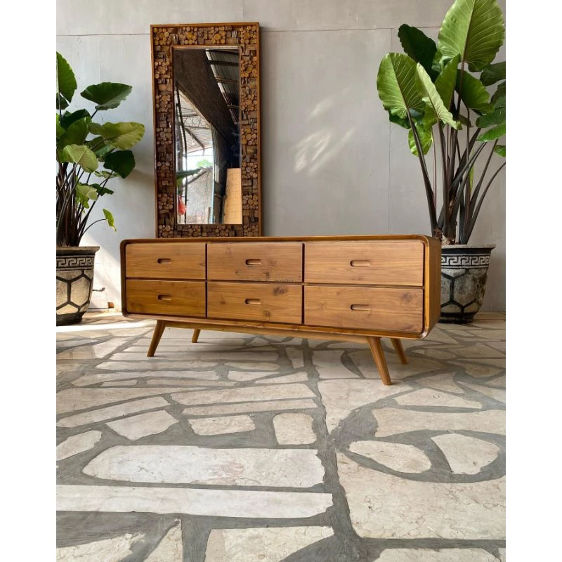Meja Bufet Tv Minimalis Modern Retro Kayu Jati, Rak Lemari Tv Jati Minimalis Kayu Jati