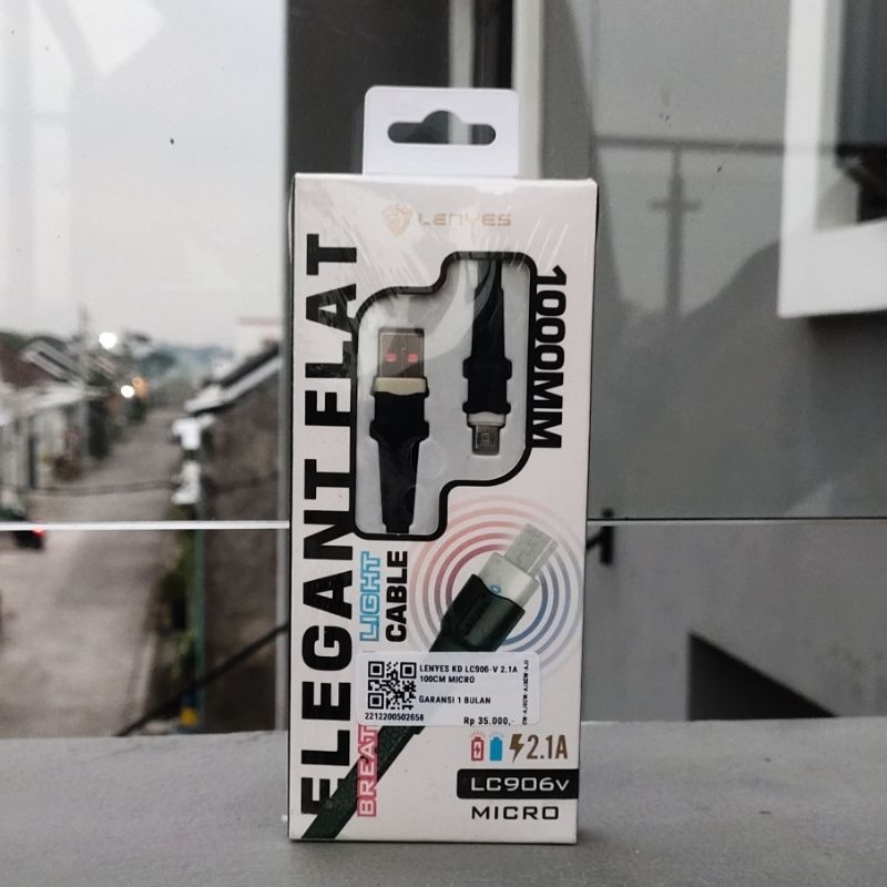 Kabel Data Lenyes LC906-V 2.1A 100cm Micro USB Original 100% - Panjang