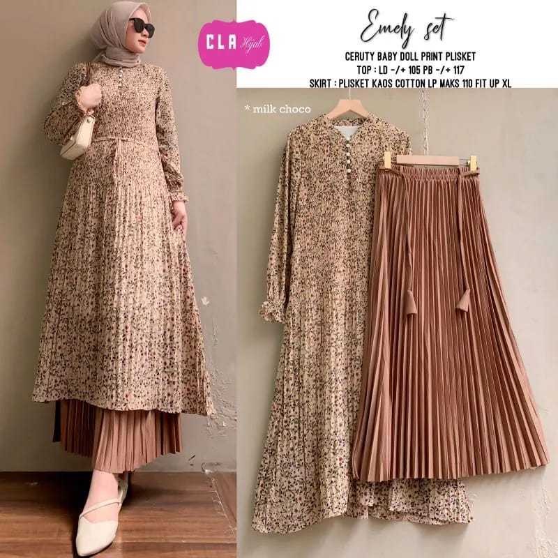 Bisa COD OneSet Setelan Long Tunik Rok Dress Daily 2in1 Motif Bunga Cantik Gratis Ongkir