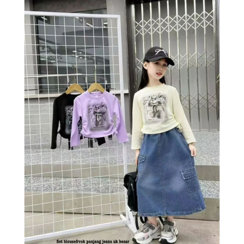 setelan anak perempuan rok cargo bj029