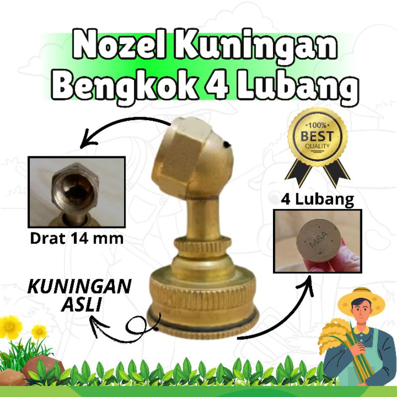 Nozzle Kuningan Brass 4 Lubang Bengkok Sprayer (Nozzle Brass 4 Lubang Bengkok Sprayer Elektrik)