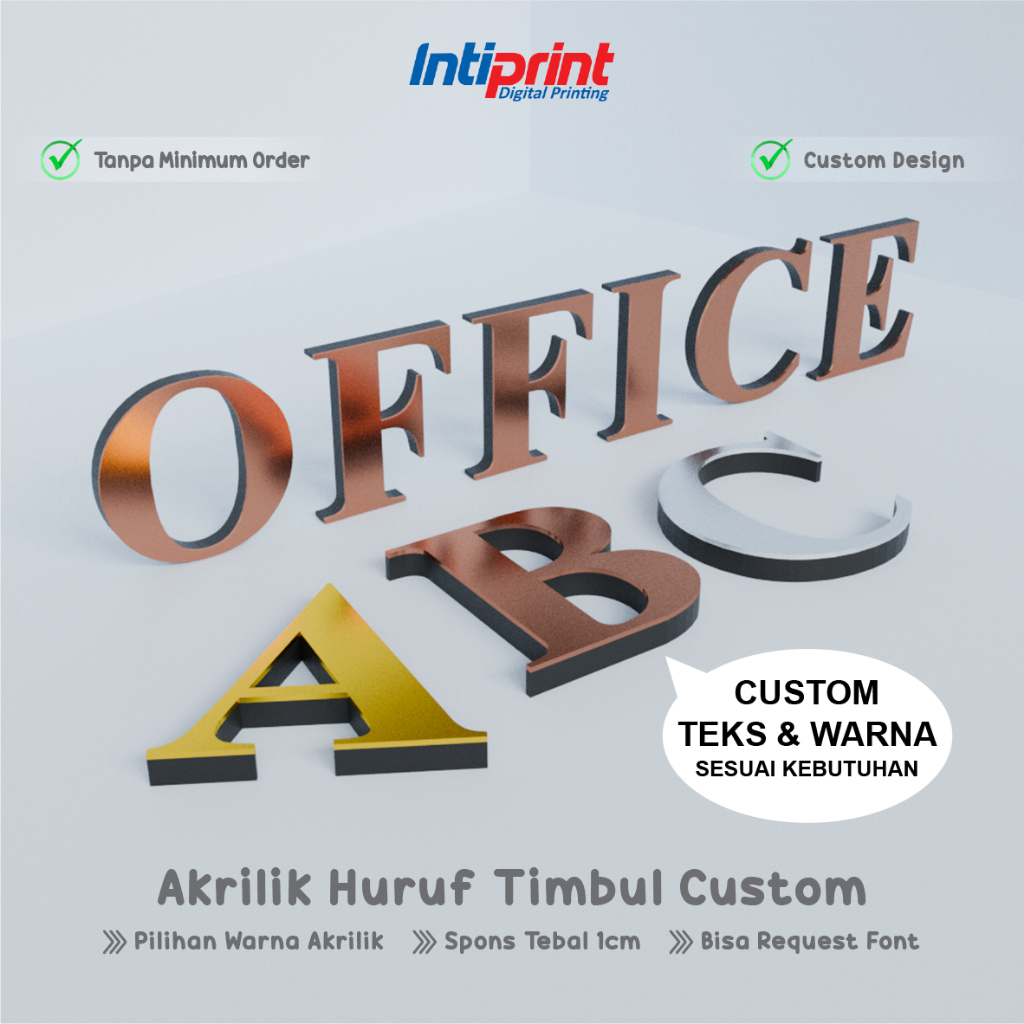Huruf Timbul Akrilik 30CM Custom - Acrylic Letter Sign / Huruf 3D Akrilik + Spons Merek Usaha