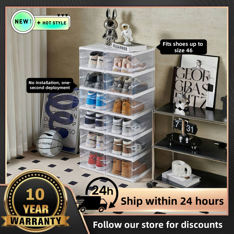 2025 NEW PP Shoe box No installation one- second deploymen Rak Sepatu Lipat Susun Lemari Sepatu