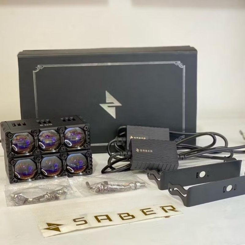 SABER SR3 V3 NEW MINI PROJIE 3 MATA LED PROJECTOR LAMPU MOBIL BERGARANSI