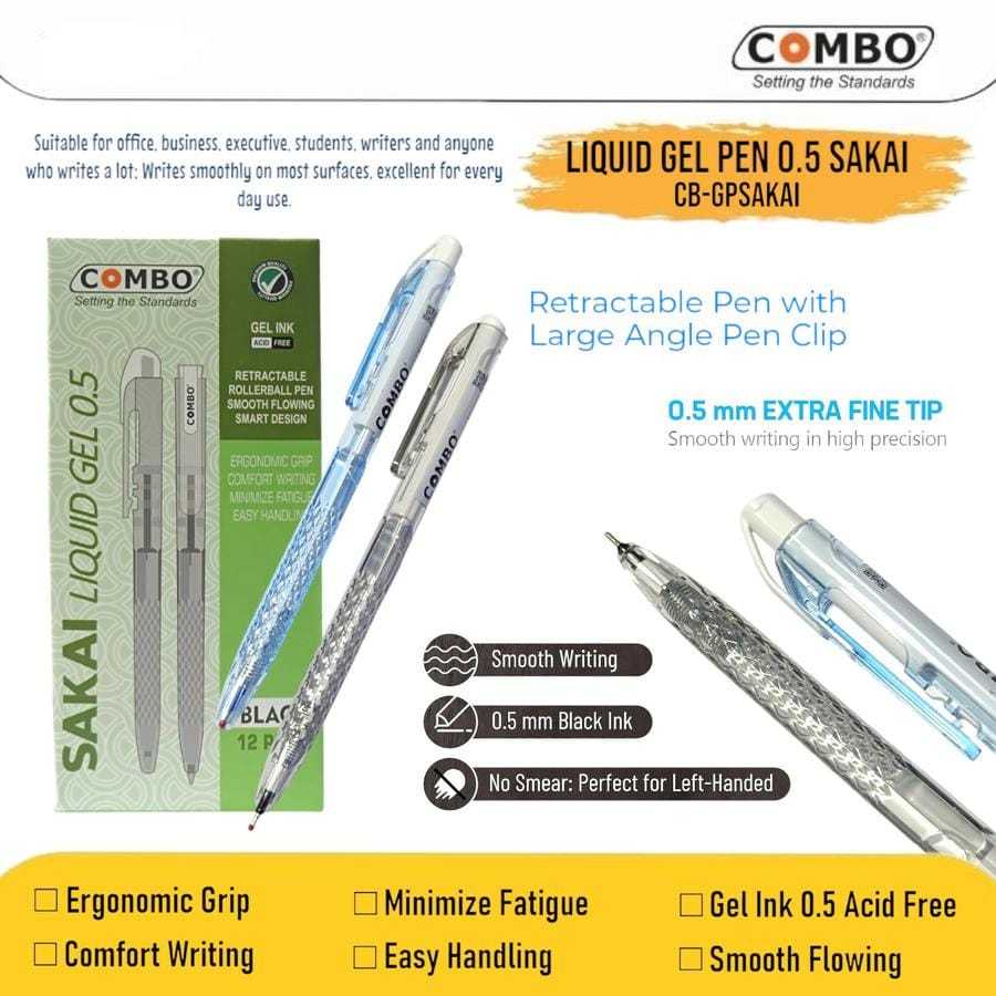 

Retractable Pen 0.5 SAKAI / Pen Gel 0.5mm / Pulpen Gel Hitam / Pena Gel Biru / Liquid Gel Pen SAKAI 0.5mm