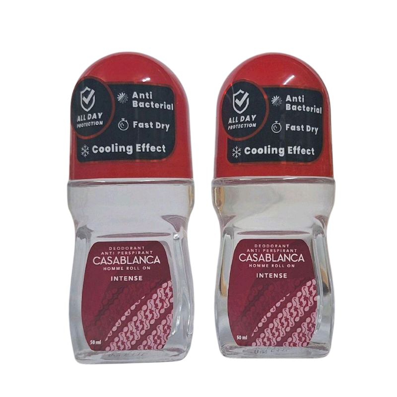 2 botol Casabalnca Deodorant Roll On 50ml INTENSE Homme