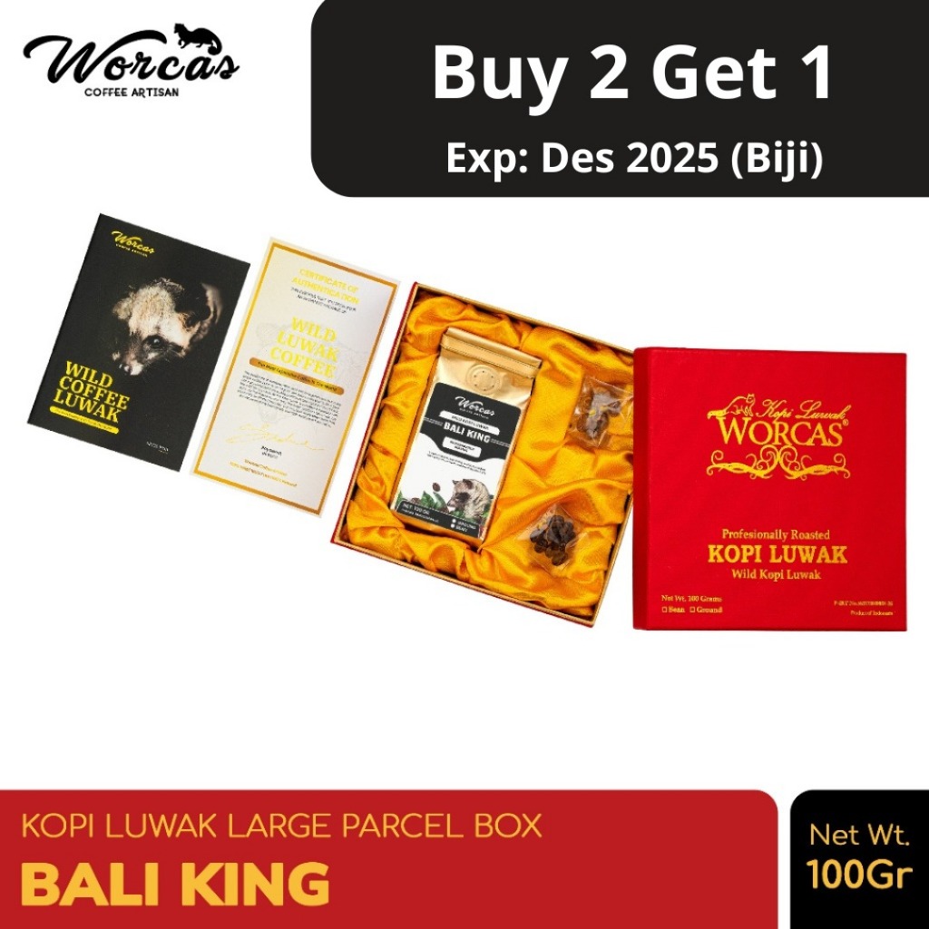 

WORCAS Kopi Luwak Liar Bali King 100gr - Large Gift Box Biasa