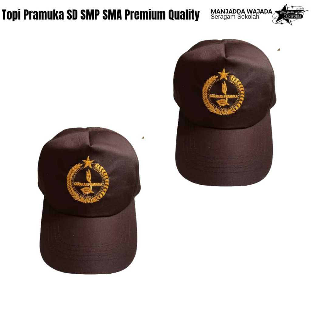 Topi Sekolah Pramuka SD SMP SMA Laki Perempuan Seragam Sekolah Topi Pramuka SD SMP SMA Logo Bordir
