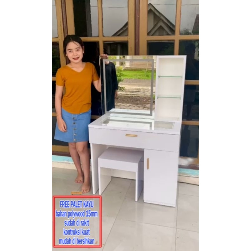 FREE CERMIN LAMPU LED meja kerja rias minimalis modern retro serbaguna Meja rias melayang meja rias 