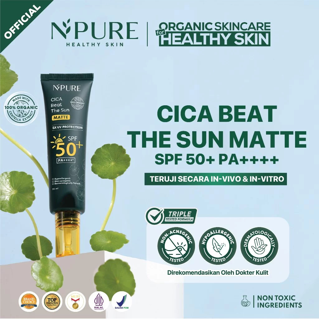 Sunscreen NPURE SUNSCREEN CICA BEAT THE SUN MATTE SPF 50+ PA++++ ORIGINAL SUNSCREEN JERAWAT / NPURE 