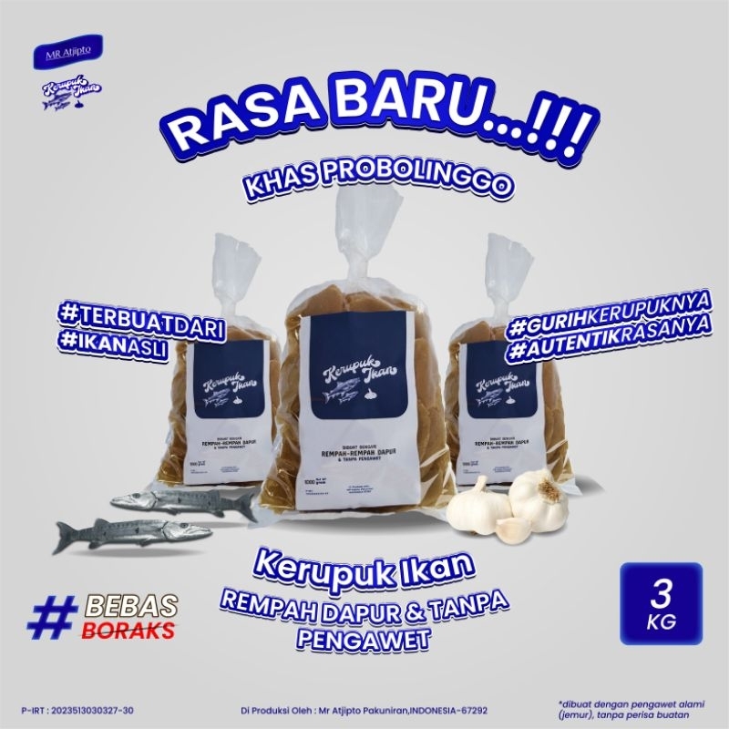

Krupuk Ikan Mentah Khas Probolinggo Gurih dan Renyah Mr Atjipto (3Kg)