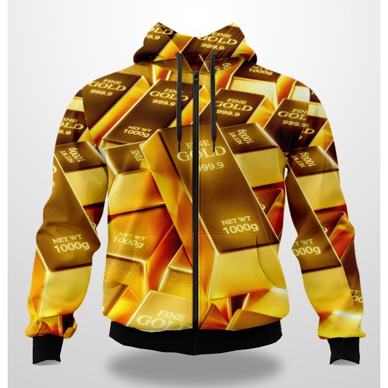 Jaket Custom Gambar EMAS GOLD 1000 gram keren