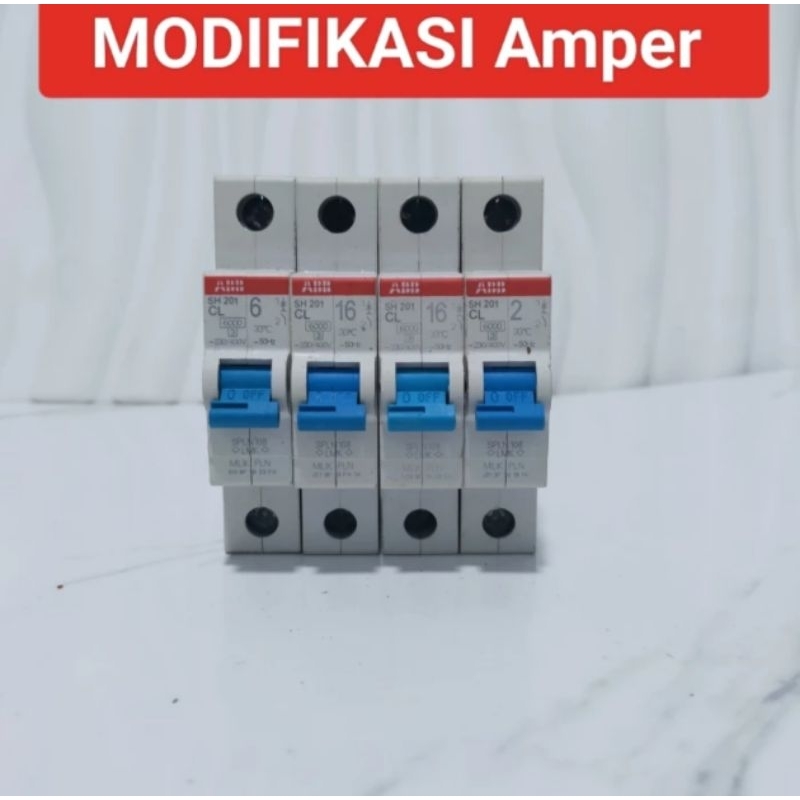MCB PLN ABB teype SH 201 modifikasi Amper anti jeglek bisa request 2A modif 4A