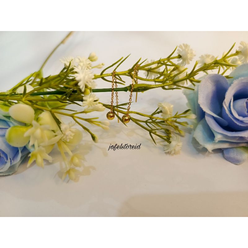 Anting Wanita Titanium Tusuk Bulat Panjang - Earrings