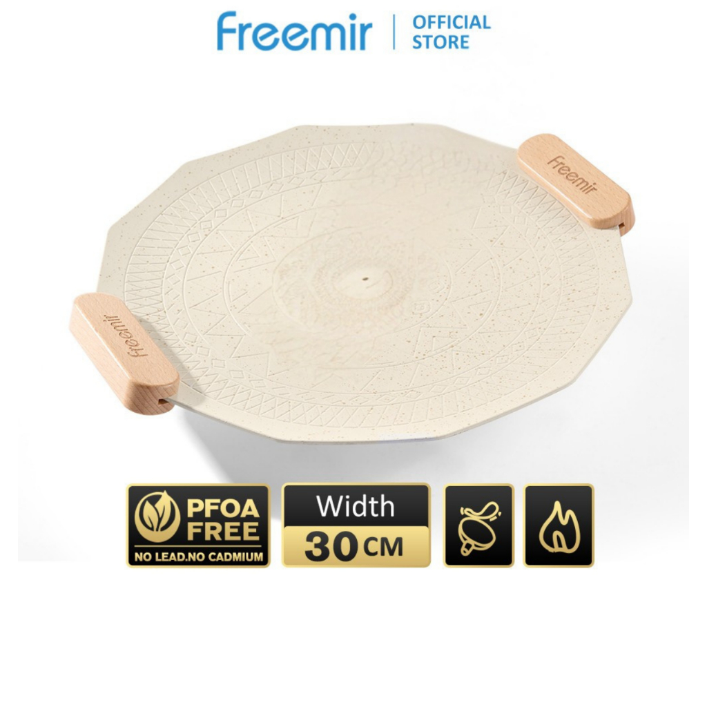 [OFFICIAL] freemir Grill Pan 30 cm Wajan Pemanggang Bulat Panggangan BBQ Anti Lengket