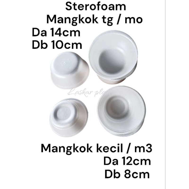 Mangkok Gabus Sekali Pakai Uk Kecil (250pc) / Sterofoam M3 / Tanggung (100pc) / Styrofoam Mo
