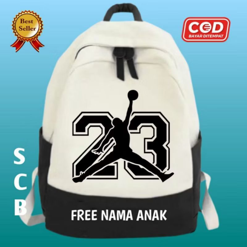 Tas Ransel Anak JORDAN 23 FREE CETAK NAMA