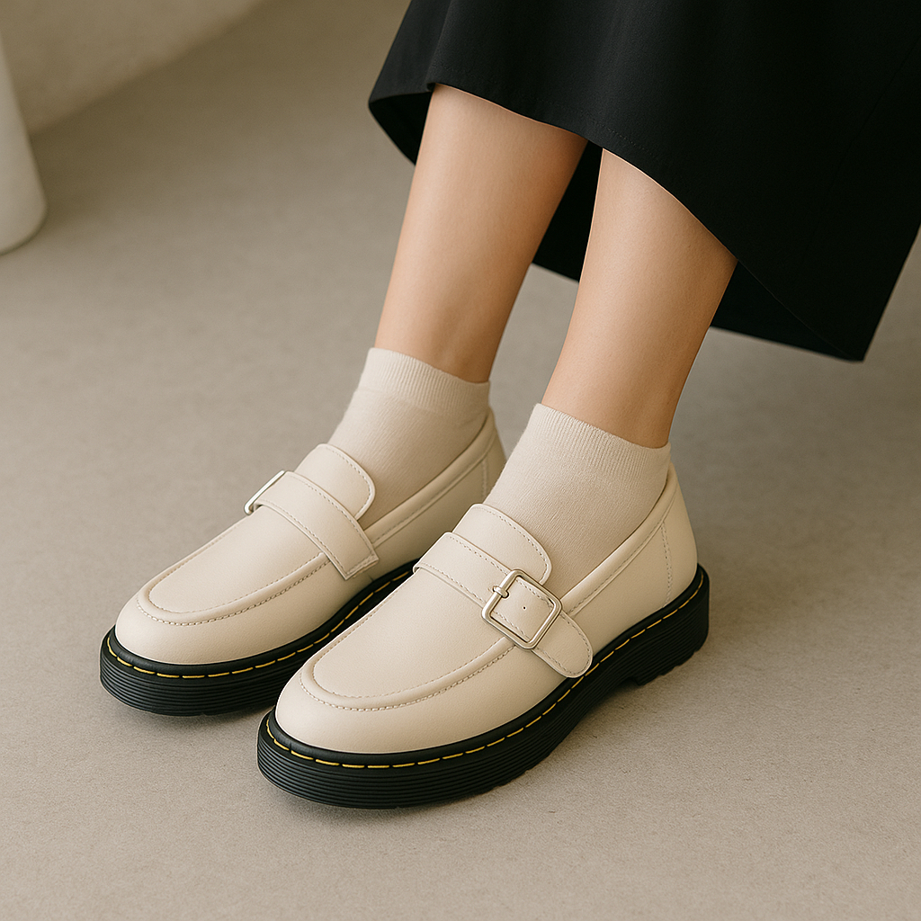 Loafers Big Size 45.44.43.42.41.40 Sepatu Wanita Jumbo Docmart Mary Jones Krem