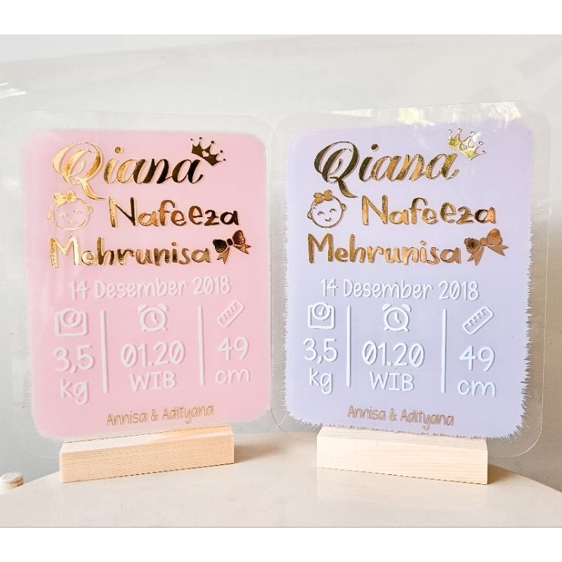 HOSPITAL BOARD | baby board custom | AKRILIK acrylic BIODATA ANAK BAYI | Letter Board Papan huruf Na