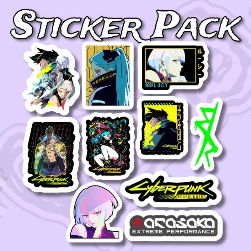 Sticker Cyberpunk Edgerunners Anime Pack isi 10 pcs vinyl waterproof