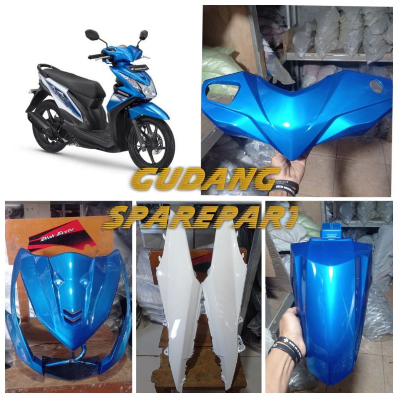 Full bodi halus beat fi biru putih 2013-2015 stater kasar, Full halus beat fi injection, Cover bodi 
